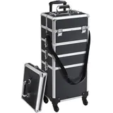 Yaheetech 5-in-1 Kosmetikkoffer Hartschale, Abschließbarer Schminkkoffer, Großer Friseurkoffer mit 360° drehbaren Rädern, Große Aufbewahrung