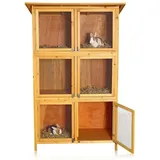 Melko - xxl Hasenstall Kleintierhaus, ca. 180 x 102 x 48 cm, aus Holz, 3 x 2 Boxen