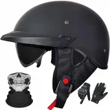 Offener Halbhelm – ECE 22.06-Geprüft, Retro-Helm Für Cruiser, Chopper, Roller, Pilot, Motorrad, Halbhelm Für Damen Und Herren C7,M/(57~58cm)