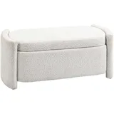 Homcom Sitzbank, mit Stauraum, Polsterbank mit Deckel, Samtoptik, Creme 105 x 44 x 45,5 cm