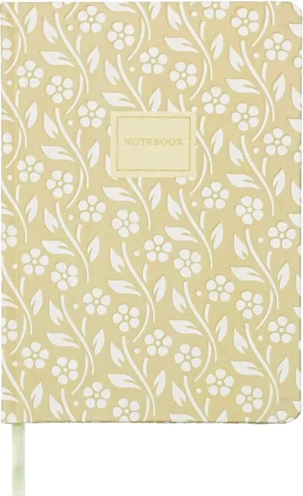 Jubiluu A5 Hardcover-Notizbuch mit Blumenmuster, liniert - 96 Blatt (100 g/m2 Offsetsortiment), Lesezeichen & Gummiband - Klassisches Notizbuch in Creme, liniert, für Schreiben, Schule, Büro und Geschenke - Ivory Meadow