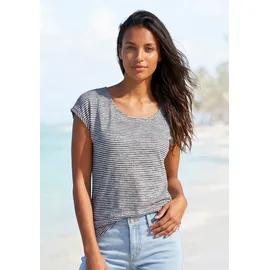 VIVANCE Kurzarmshirt "mit Streifendesign", Damen, Gr. 36/38, grün (mint), Jersey, Obermaterial: 55% Polyester, 42% Viskose, 3% Elasthan, gestreift, bequem, Rundhals, angeschnitten, Shirts, aus sommerlicher Viskose-Qualität