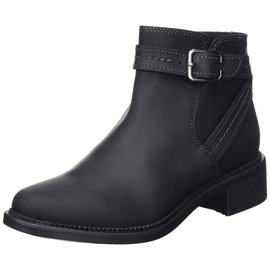 CLARKS Damen Maye Strap Chelsea Boot, Black Leather, 36