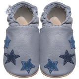 HOBEA-Germany Krabbelschuhe für Jungs und Mädchen in verschiedenen Designs, grau mit blauen Sternchen, Schuhgröße:16/17 (0-6 Monate)