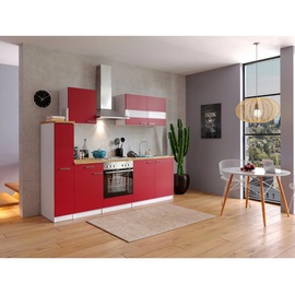 Respekta Küchenzeile Malia 240 cm E-Geräte Kochmulde rot/weiß