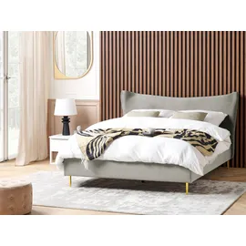 Beliani Chaleix 180 x 200 cm Hellgrau Gold