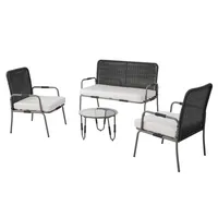 autolock Gartenlounge-Set Poly Rattan Sitzgruppe,Gartenmöbel Sitzgarnitur Garten-Garnitur Set, mit Sessel, Couchtisch,Kissen, abnehmbarer und waschbarer grau