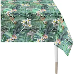 Tischdecke APELT "6852 SUMMERTIME, Sommerdeko, Sommer", bunt (grün, bunt), B:150cm L:250cm, Baumwolle, Tischdecken, mit tropischem Motiv, Digitaldruck