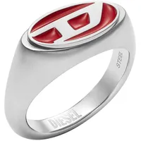 Diesel Herrenring, rotes Emaille und Edelstahl silber 66