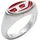 Diesel Herrenring, rotes Emaille und Edelstahl silber 66