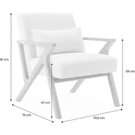 sweeek - Skandinavischer Sessel aus Hevea-Holz mit Bouclé-Bezug - Antoine