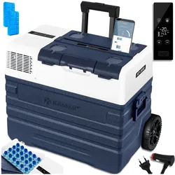 KESSER® Kompressor Kühlbox elektrisch Gefrierbox, Mit APP-Steuerung USB-Anschluss 12/24 V 230V, +Teleskopstange Räder Kühlschrank Kühlung bis -20 °C für Auto, Lkw, Boot, Reisemobil, Camping