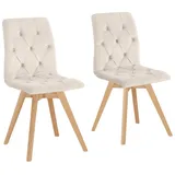 Esszimmerstuhl ANDAS "Rania", beige (creme, eiche weiß), B:45cm H:91cm T:55cm, Stühle, Esszimmerstuhl, im 2er/4er/6er Set, Massivholzbeinen