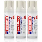 3x edding Permanent Spray verkehrsweiß glänzend 200 ml Premium Acryllack, RAL 9