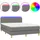 vidaXL Boxspringbett mit Matratze & LED Dunkelgrau 140x200 cm Stoff