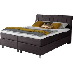 Boxspringbett ALINA "Elsa fix", braun (graubraun gba 34), B:161cm L:220cm, Struktur GBA (100% Polyester), Komplettbetten, Boxspringbett, inklusive Matratze und Topper, in verschiedenen Größen und Härtegraden
