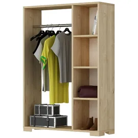 [en.casa] Kleiderschrank Nesbyen 90 x 126 x 30 cm Eiche