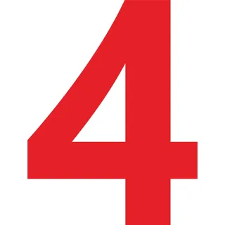 INDIGOS UG Auto Aufkleber 4 - rot - wetterfest - Autoaufkleber Zahl Buchstabe Motorrad Fahrrad Helm Tür Fenster Beschriftung Glas Briefkasten Mülltonne 2cm