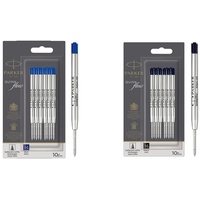 Parker Kugelschreiberminen | mittlere Schreibspitze | blaue QUINKflow Tinte | 10 Ersatzminen für Kugelschreiber & Kugelschreiberminen | Mittlere Schreibspitze | Schwarz | Packung mit 10 Stück