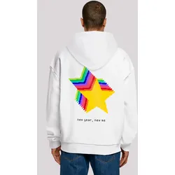 Kapuzenpullover F4NT4STIC "SIlvester Party Happy People Only", Herren, Gr. XS, weiß, Obermaterial: 100% Baumwolle, casual, oversize, Langarm, Pullover, Print