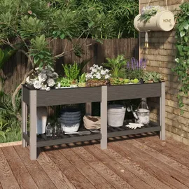 furnicato Garten-Hochbeet mit Ablage 175 x 50 x 75 cm Grau