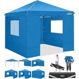 COBIZI Pavillon 3x3 Wasserdicht Stabil Faltpavillon 3x3 Profi mit 4 Seitenteilen Pop Up Pavillon Pavillon Faltbar UV-Schutz 50+ Partyzelt für Strand Hochzeit Camping, Blau