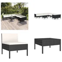 vidaXL 11 tlg. Garten Lounge Set mit Auflagen Poly Rattan Schwarz - Garten-Sofagarnitur - Garten-Sofagarnituren - Gartensofa-Set - Gartensofa-Sets - Schwarz