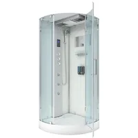 AcquaVapore Komplettdusche D37-20R1 Dusche Duschtempel Duschkabine -TH, Sicherheitsglas ESG, inklusive Duschwanne, Höhenverstellbar, Gehärtetes Glas, Integrierte Massagedüsen, Multimedi weiß