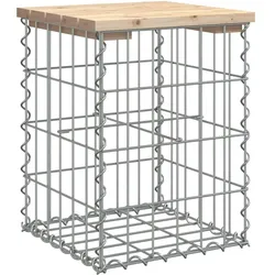 DELUKE® Gartenbank Gabionen BIKS aus Stahl 33x31x42cm Kiefernholz Natur Gabionenbank Gartentisch aus Gabionen Steinkorb Gabionengitter