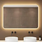 doporro Design LED-Spiegel Wandspiegel 120x80cm Badezimmerspiegel Beschlagfrei 5 mm Glas durch Antifog-Schicht Nova-02 - Blau/Weiß