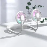Wiederaufladbarer Tragbarer Nackenventilator Mit Led-beleuchtung, Stilvollem Design Und Doppelter Luftstromfunktion, Ideal Für Reisen, Outdoor-aktivitäten Und Das Büro.