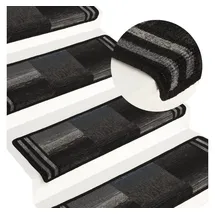 vidaXL Treppenmatten Selbstklebend 15 Stk. 65x21x4 cm Schwarz und Grau