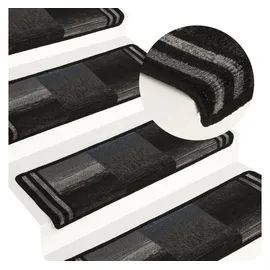 vidaXL Treppenmatten Selbstklebend 15 Stk. 65x21x4 cm Schwarz und Grau