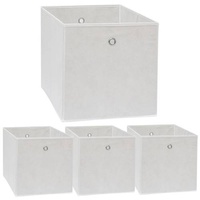 Dune Design 4er Set Aufbewahrungsbox für Kallax Regal 33x38x33 Stoff Box mit Öse Weiß