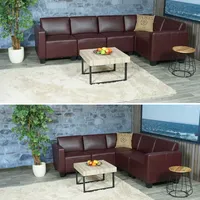 MCW Modular Sofa-System Couch-Garnitur Moncalieri 5, Kunstleder ~ rot-braun