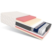 Fdm Matratze 100x200 cm CARPI 7 Zonen H2 H3 Taschenfederkern Visco Memory Schaum Latex Höhe ca. 24 cm mit waschbarem Bezug Premium Jersey