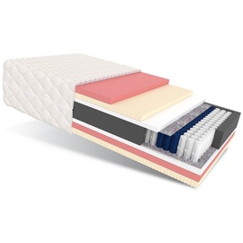 Fdm Matratze 100x200 cm CARPI 7 Zonen H2 H3 Taschenfederkern Visco Memory Schaum Latex Höhe ca. 24 cm mit waschbarem Bezug Premium Jersey
