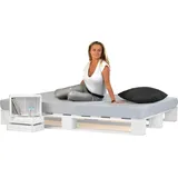 Lermowood Palettenbett 140 x 200 cm Weiß Holzbett Massivholzbett Bett aus Paletten Seniorenbett Kinderbett Jugendbett - Weiß