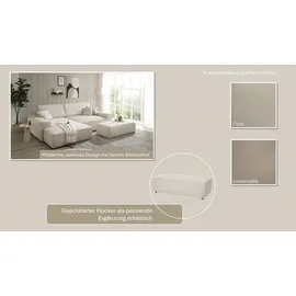 OTTO home Polsterecke OTTO HOME "SHERWOOD XXL tief, L-Form, Schlaffunktion, Bigsofa, Cord, Leinenoptik", beige (taupe), B:284cm H:90cm T:135cm, 100% Polyester, Sofas, stellbar zum Schlafsofa (Krokodilverbinder), Cord, Leinenoptik