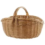 Dekoleidenschaft Tragekorb aus Weide, natur, 40x32 cm, Weidenkorb, Pilzkorb, Einkaufskorb, Sammelkorb, Flechtkorb, Aufbewahrungskorb