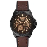 Fossil Herren Analog Automatik Uhr mit Leder Armband ME3219