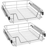 AufuN 4X Küchenschublade 60cm, Teleskopschublade Vollauszug Küchenschrank Schrankauszug Schlafzimmerschränke Belastbar Korbauszug Haushalt Küchenregal- 4 Stück,60cm