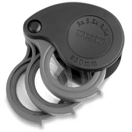 CARSON TriView 3x/5,5x/8,5x Taschenlupe mit Kombinationslinsen und Schutzhülle (TV-36)