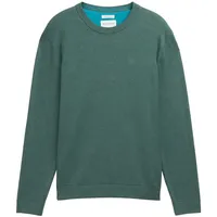 Tom Tailor Herren Basic Strickpullover aus Baumwolle, grün, Uni,
