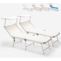 2er Set Sonnenliegen Strandliegen Liegestühle aus Aluminium Gabicce Gold
