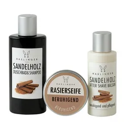 Haslinger Sandelholz – Duschbad Shampoo, After Shave Balsam Rasierseife 360 ml