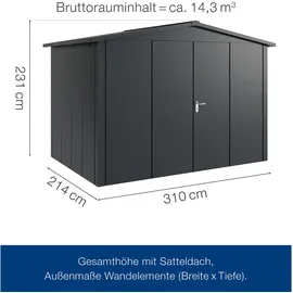 hörmann stauraumsysteme Juno Gerätehaus 3,10 x 2,14 m Anthrazitgrau