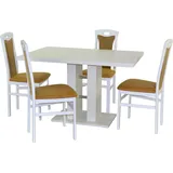 HOFMANN LIVING AND MORE Essgruppe »5tlg. Tischgruppe«, (Spar-Set, 5 tlg 5tlg. Tischgruppe), weiß weiß, , 85444107-0 B/H/T: 45 cm x 95 cm x 48 cm, Polyester, gelb, weiß) Essgruppen