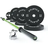 ATLETICA Delta HighRep Hantelstangen Set | Delta Hybrid Langhantel | 75kg Hantelscheiben | Für Gewichtheben, Powerlifting und CrossFit Delta Hybrid Barbell Farbe Electric Green