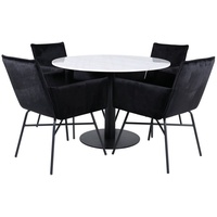 ebuy24 Essgruppe EstelleØ106WHBL Essgruppe Esstisch weiß, Marmor un, (5-tlg) schwarz